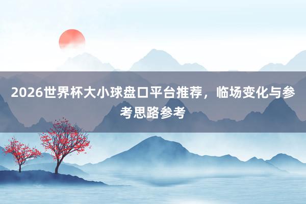 2026世界杯大小球盘口平台推荐，临场变化与参考思路参考